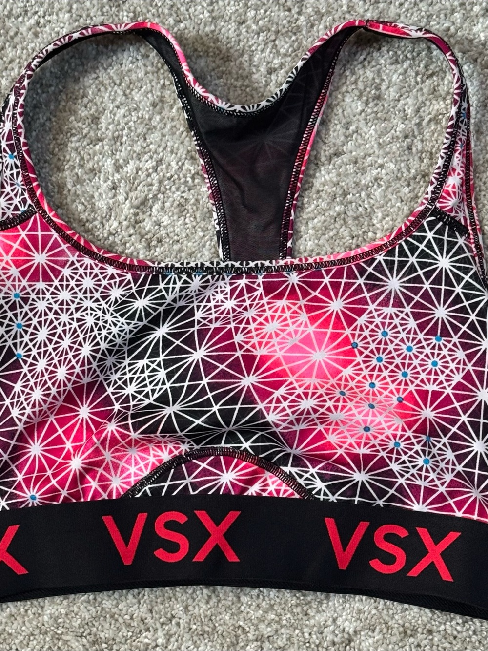 Victoria's Secret Pink & Black Geometric Racerback Sports Bra